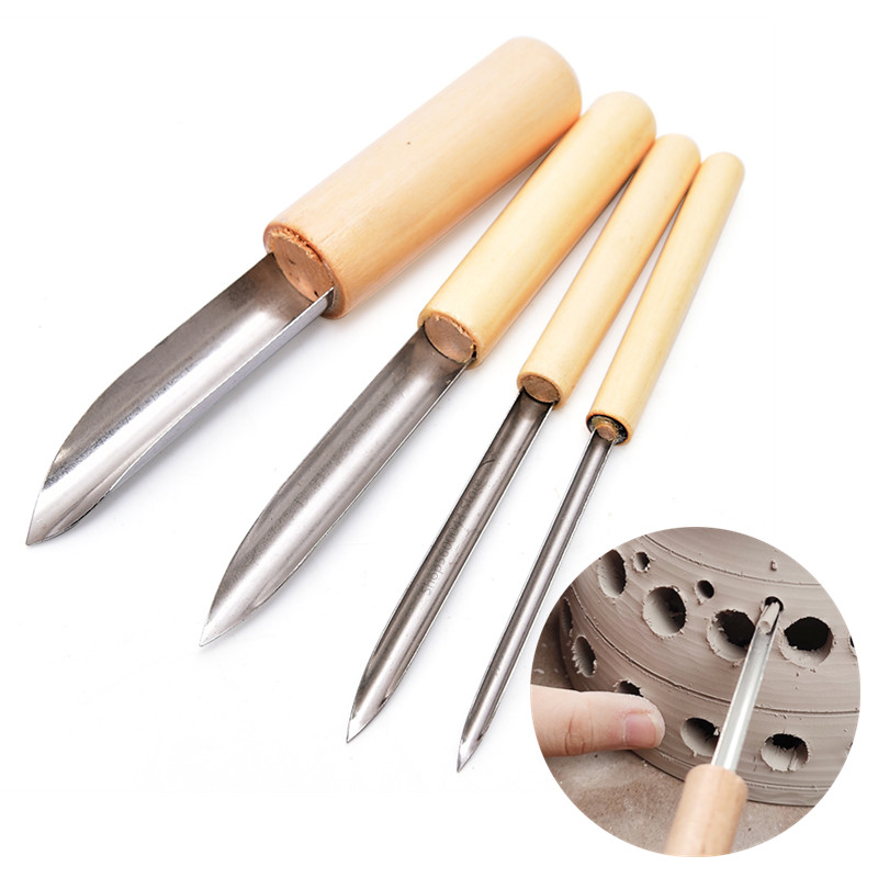 Chisel Set Wood - Herramienta de alfarería perforadora 4 unids/set