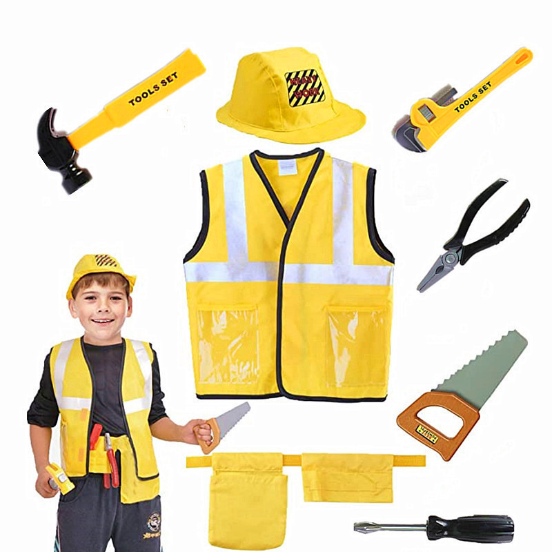Disfraz de chaleco de trabajad - Tools Workshop For Kids reseña y precio