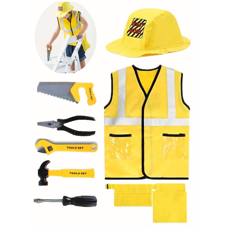 Disfraz de chaleco de trabajad - Tools Workshop For Kids reseña y precio