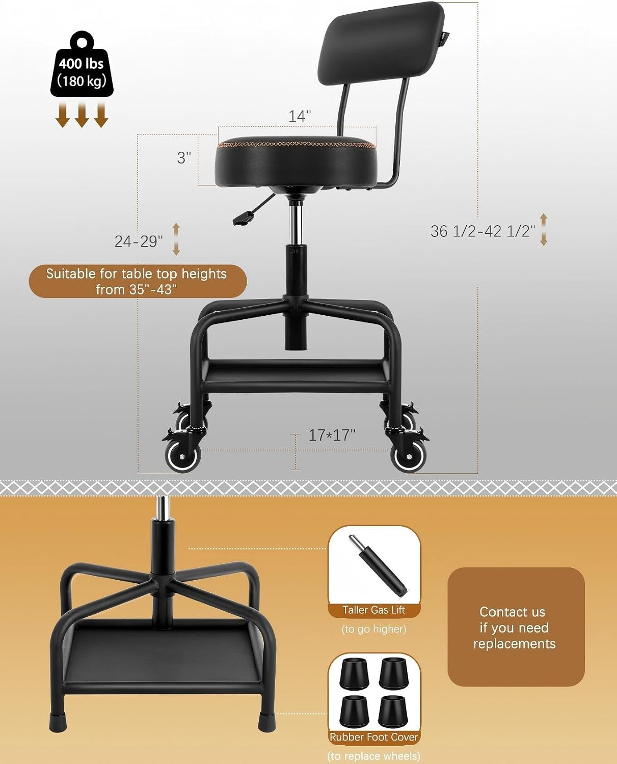 Taburete Rodante para Taller c - Tools Mechanical Workshop reseña y precio
